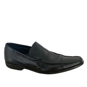 Aston Grey Dress Shoes Mens Size 11.5 Genuine Leather Slip On Loafers Black